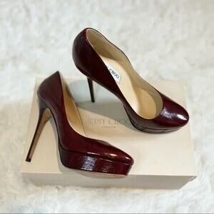 Jimmy Choo Jimmy Choo Wine Eel Skin Heels Cosmic Pumps Stiletto Burgundy 38.5